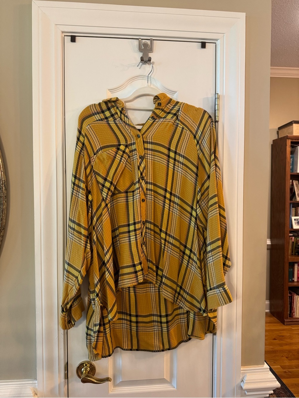 BDG Mustard and Black Plaid Button-Up Shirt